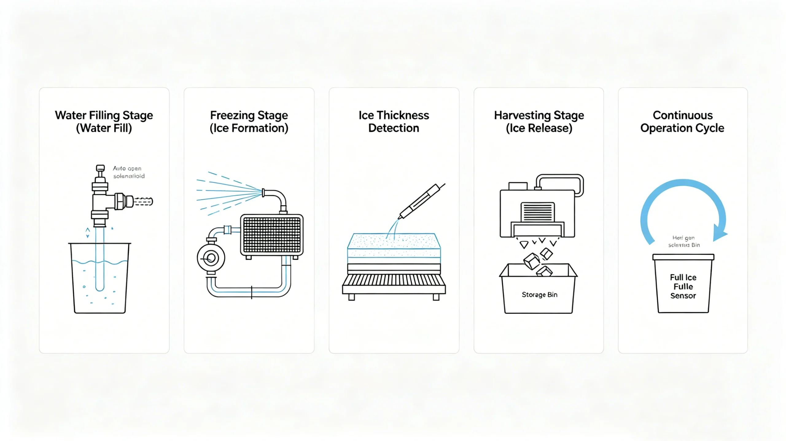 how does a commercial ice machine work
